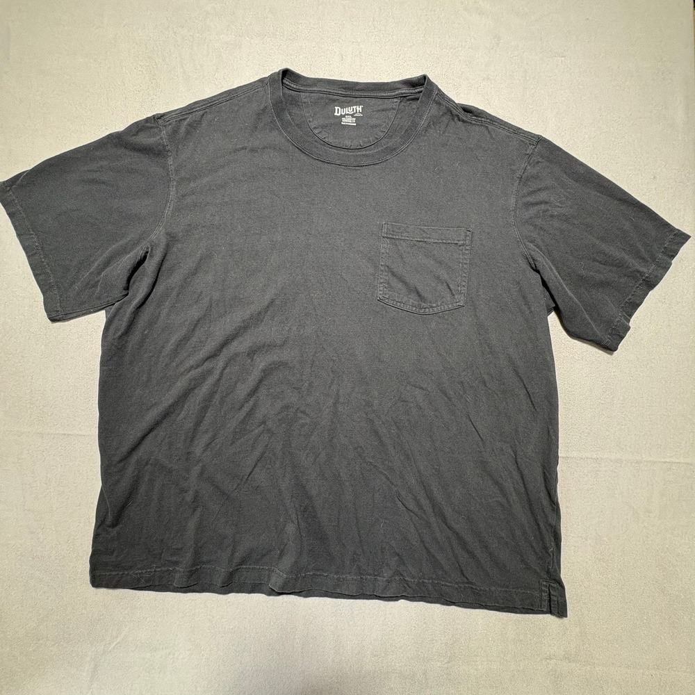 Duluth Trading Co Mens 3XL Relaxed Fit Longtail T-Shirt Black Cotton Pocket Tee